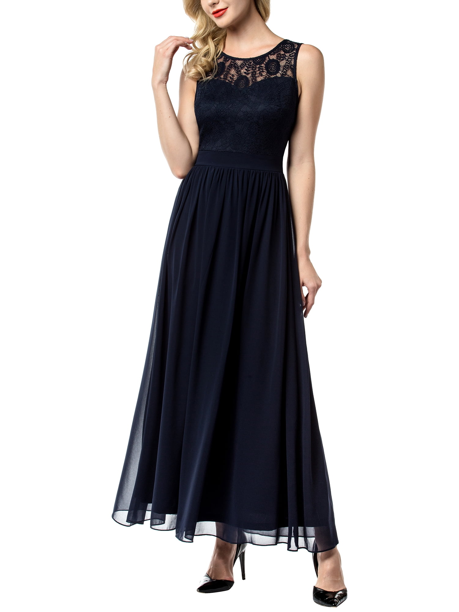 Bagail Bagail Maxi Long Dress Women's Lace Dress Chiffon Bridesmaid Dress Sleeveless Formal