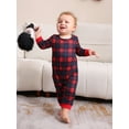 thumbnail image 3 of Hirigin Family Matching Christmas Pajama Set, Reindeer Print Long Sleeve Tops Plaid Elastic Waist Pants for Fall Winter, 3 of 6