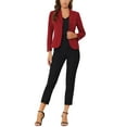 thumbnail image 2 of DARING DIVA Women's Office Work Lapel Collar Stretch Blazer L Burgundy, 2 of 6