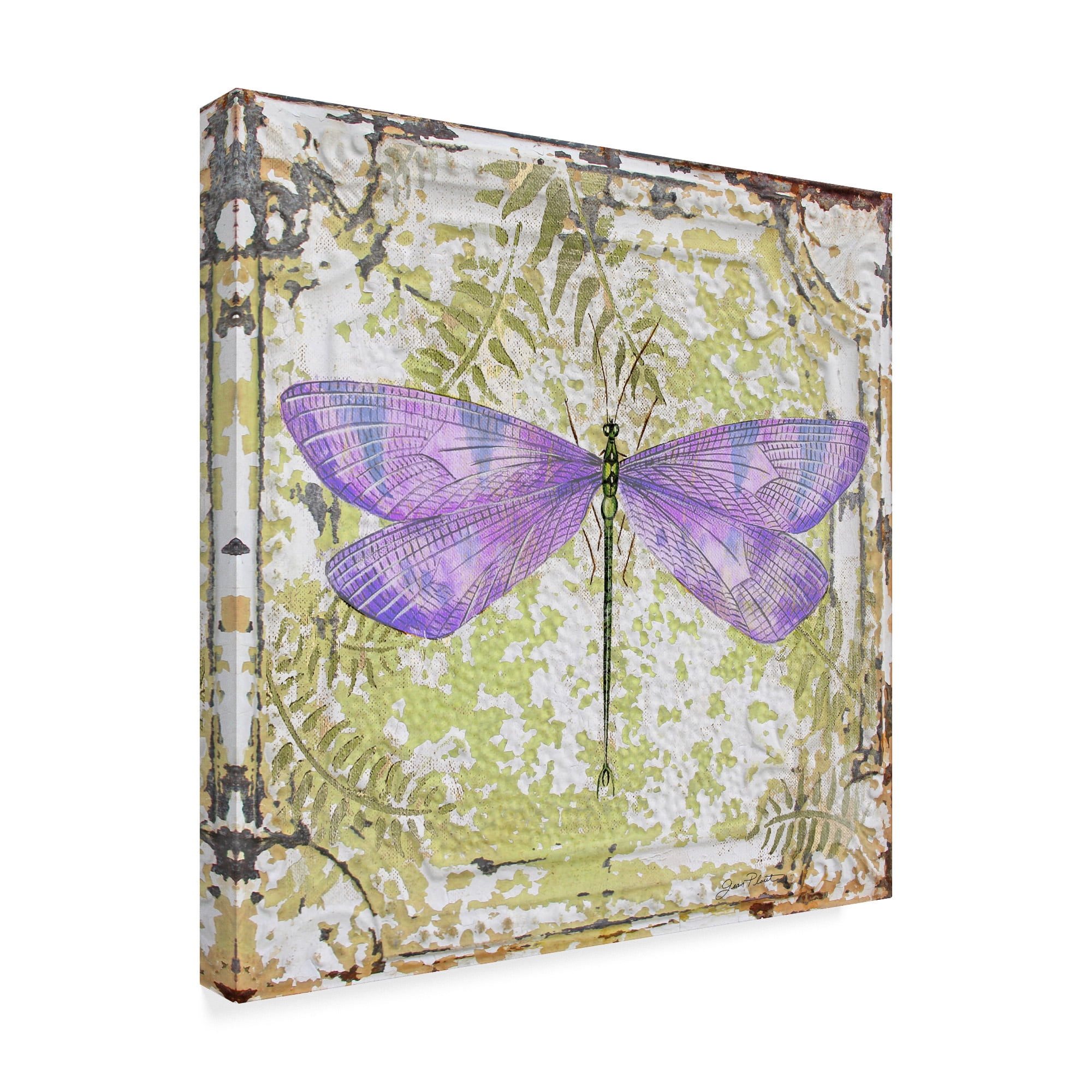 Trademark Fine Art 'Dragonfly On Tin Tile 4' Canvas Art by Jean Plout