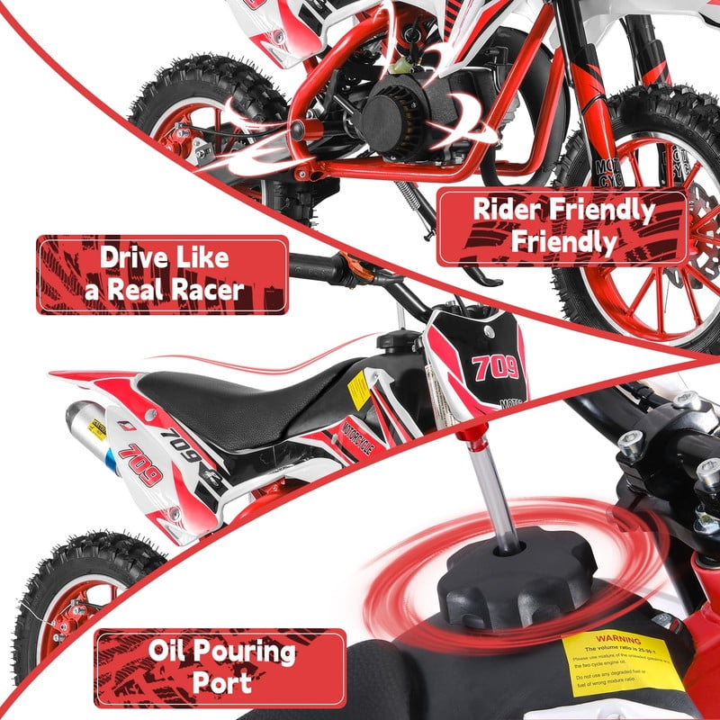 49cc Kids Dirt Bike,2-Stroke Gas Power Motocross Off Road Mini Motorcycle Vehicles Children Pit Bike Pocket Motorbike with Front Rear Disc Brakes Ideal Gifts for Kids Boys Girls Aged 8-14