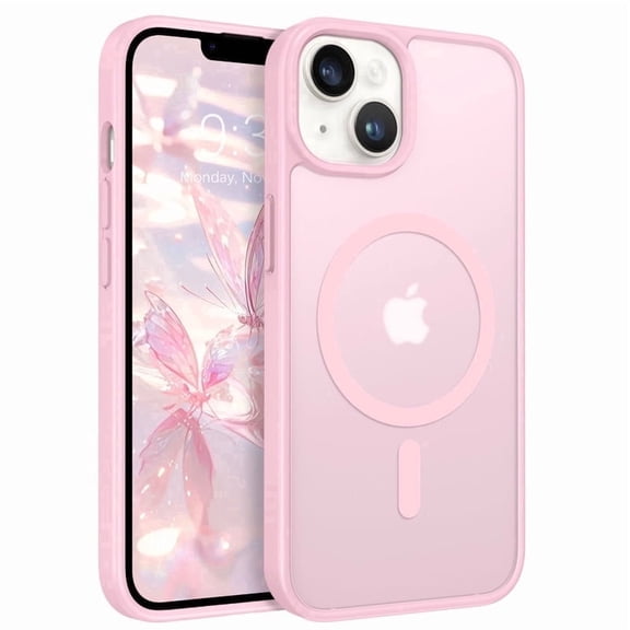for iPhone 14 Plus Case Super Magnetic [Compatible with MagSafe] TPU Protective Translucent Matte Smooth Phone Case for iPhone 14 Plus, Pink