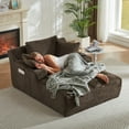thumbnail image 3 of Aukfa Oversized Chaise Lounge Chair Indoor, 66" Boneless Sofa Couch with Cup Holders and 3Pillows for Living Room, Dark Brown, 3 of 8