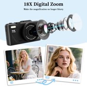 5K 75MP WiFi Vlogging Camera, 180 Degree Flip Screen, 18X Digital Zoom, 2 Batteries