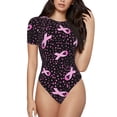 thumbnail image 1 of Balery Breast Cancer Awareness3 Body de cuello redondo de manga corta para mujer Tops de manga corta Tops básicos-X-Large, 1 of 7