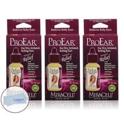 MiraCell ProEar Value Pack - for Dry Itchy Ear Relief (3 Pack of .5oz Ear Drops) with Liberty Cleaning Cloth