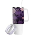 thumbnail image 2 of SKYSONIC Stainless Steel Tumbler Car Handle Water Cup 40 oz Vacuum Insulated Tumbler with Straw for Car Travel Sport - Circle Mandala Purple, 2 of 7