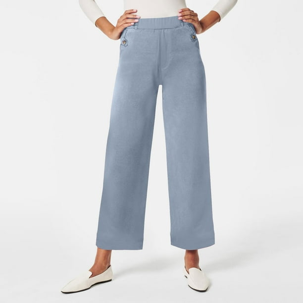 WILLBEST Pantalones Casuales de Sarga Para Mujer, Pantalones Cortos de Pierna Ancha, Pantalones Cortos de Talla Grande, Pantalones Capri Elásticos, Pantalones Vaqueros Tobilleros Para Mujer