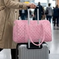 thumbnail image 4 of Garronmavis Pink Tie-dye Large Quilted Duffle Bag for Women, Lightweight Weekender Overnight Bag Travel Carry On Bag with Zipper Pockets for Gym, Dance, Hospital Use, 4 of 7