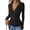Black, variant on Long Sleeve V Neck Shirts for Women Ribbed Knit Slim Fit Wrap Top Comfy Soft Sexy Sweater Spring Fall Winter Dressy Casual Clothes Dark Blue X-Small