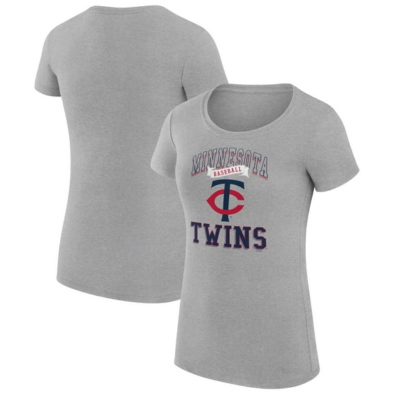 Women's G-III 4Her by Carl Banks Heather Gray Minnesota Twins Super-Slim Fit Lightweight Team Logo Graphic T-Shirt