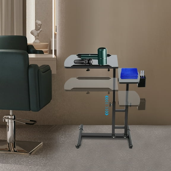 57.5-90cm Adjustable Height Tattoo WorkStation Arm Rest Mobile Work Station Portable Tray Rolling Stand Iron Density Board Plastic