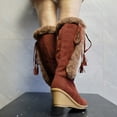 thumbnail image 6 of Wavsuf Winter Boots for Women on Flock Tie Hip with Fuzz Mid Calf Fashion Brown Shoes Size 38, 6 of 7