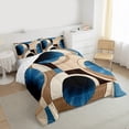 thumbnail image 3 of Manfei Retro Circle Pattern Queen Comforter Set,Modern Abstract Geometric Bedding Sets,Brown Blue Dot Bedding Comforter Set For Teens,Luxury Bedroom Decor Reversible,3-Piece, 3 of 8