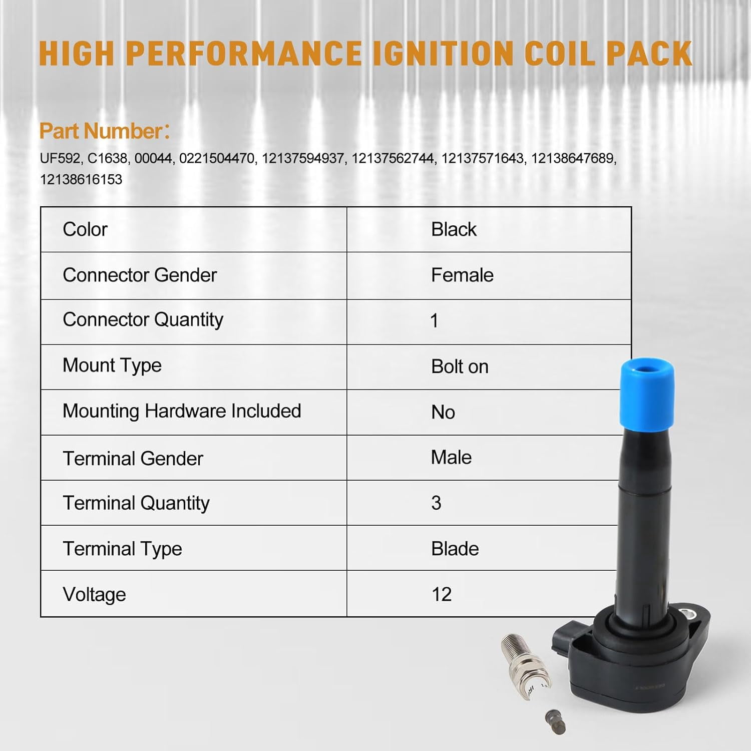POLARPRA Ignition Coil Pack Compatible with Honda Acura RL TL TSX Accord Crosstour Odyssey 3.5L 3.7L V6 Replace UF603