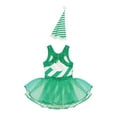 thumbnail image 5 of iiniim Girls Christmas Dance Striped Sleeveless Ballet Tutu Dress with Hat Set Green 16, 5 of 7