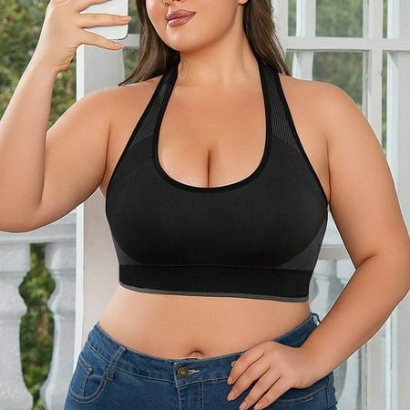 ATOYSOY Women s Plus Size Everyday Bra Sports Bra Yoga Running Activewear Slim Basic Racerback Tank Tops Breathable Push Up Bralette Underwear Teens Clearance Comfort Bra Black XL