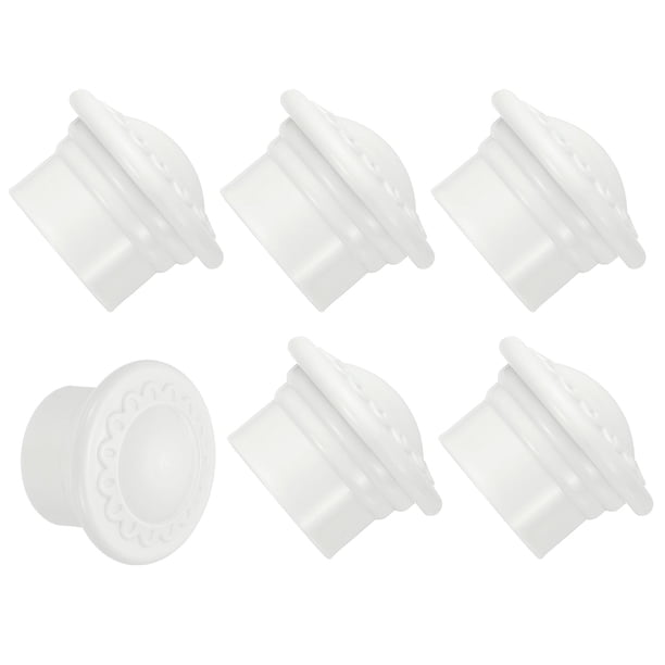 Extremos de varilla de cortina Uxcell, 6 piezas de tapa de cabeza de riel de cortina de plástico para decoración de ventanas modernas de oficina en casa, blanca