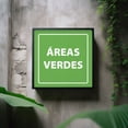 thumbnail image 2 of Señal informativa: "Áreas verdes", en color verde y blanco. Plástico estireno calibre 40, resistente a exteriores, 20 x 20 cm. Señalamiento, Cartel, Letrero cuadrado, Señalización de medio ambiente., 2 of 4