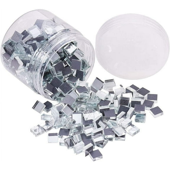 350 pcs(280g) 0.4 inch Square Glass Mirror Tiles Mini Glass Decorative Mosaic Tiles for Home Decoration Crafts Jewelry Making Clear