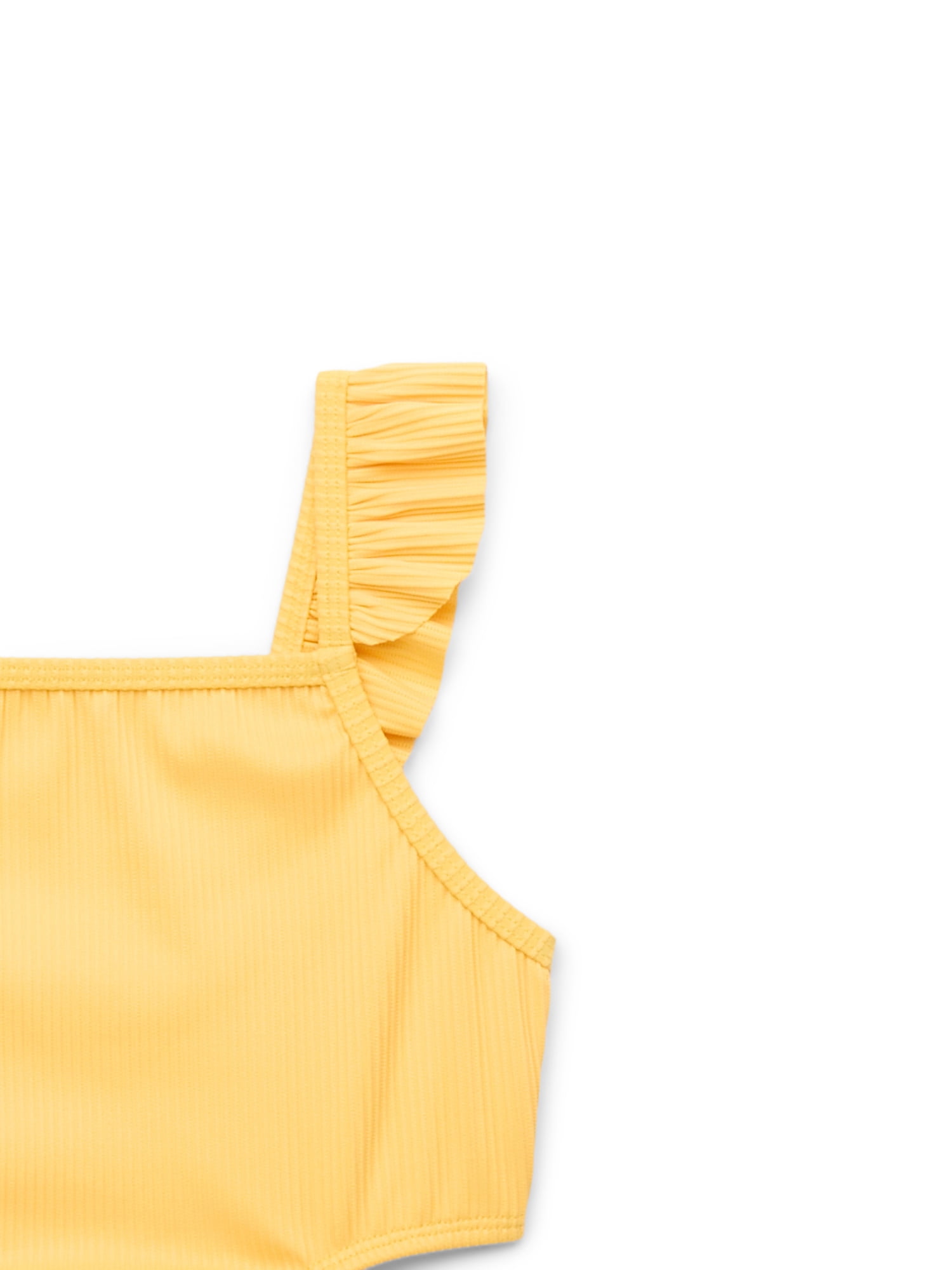 Wonder Nation Girls Ribbed Ruffle Cut Out One Piece Swimsuit with UPF 50+, Sizes 4-18 & Plus
