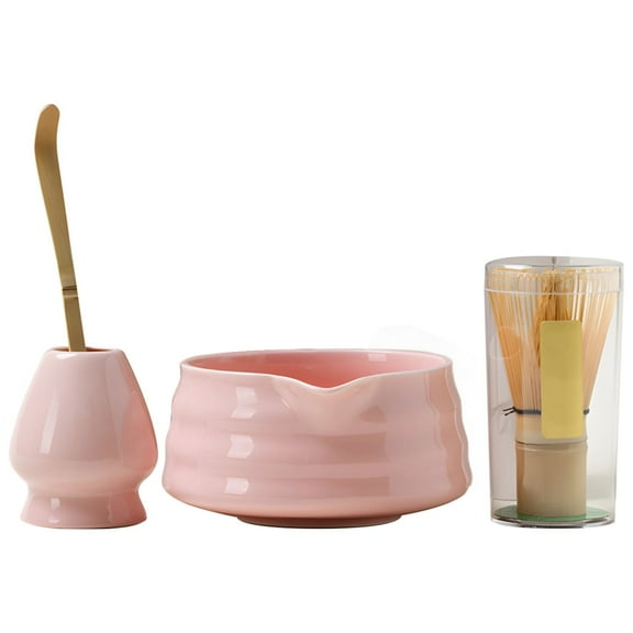 Pink Ceramic Matcha Set with Whisk, Traditional Japanese Chasen & Bowl for Authentic Tea Ceremony, Lead-Free