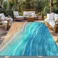 thumbnail image 3 of Outdoor Rug 4x6 ft Turquoise Coastal Beach Waterproof Outdoor Patio Rug Mat Non Slip Outside Area Rugs Carpet for RV,Camping,Porch,Deck,Pool,Balconybackyard,Vintage Gradients Ocean Waves, 3 of 9
