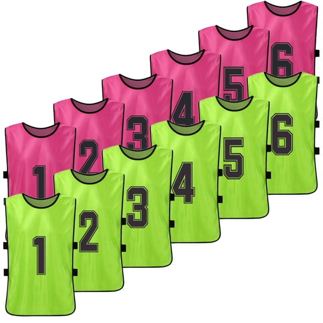Chaleco 12 PCS Adultos Fútbol Pinnies 2 colores Secado rápido Camisetas del equipo de fútbol Deporte Tomshoo Chaleco