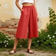 thumbnail image 2 of RUTAYY Women's Capri Pants Casual Solid Color Wide Leg Summer Loose Fit Comfortable Elastic Waist Everyday Wear Versatile Travel Trousers, 2 of 4