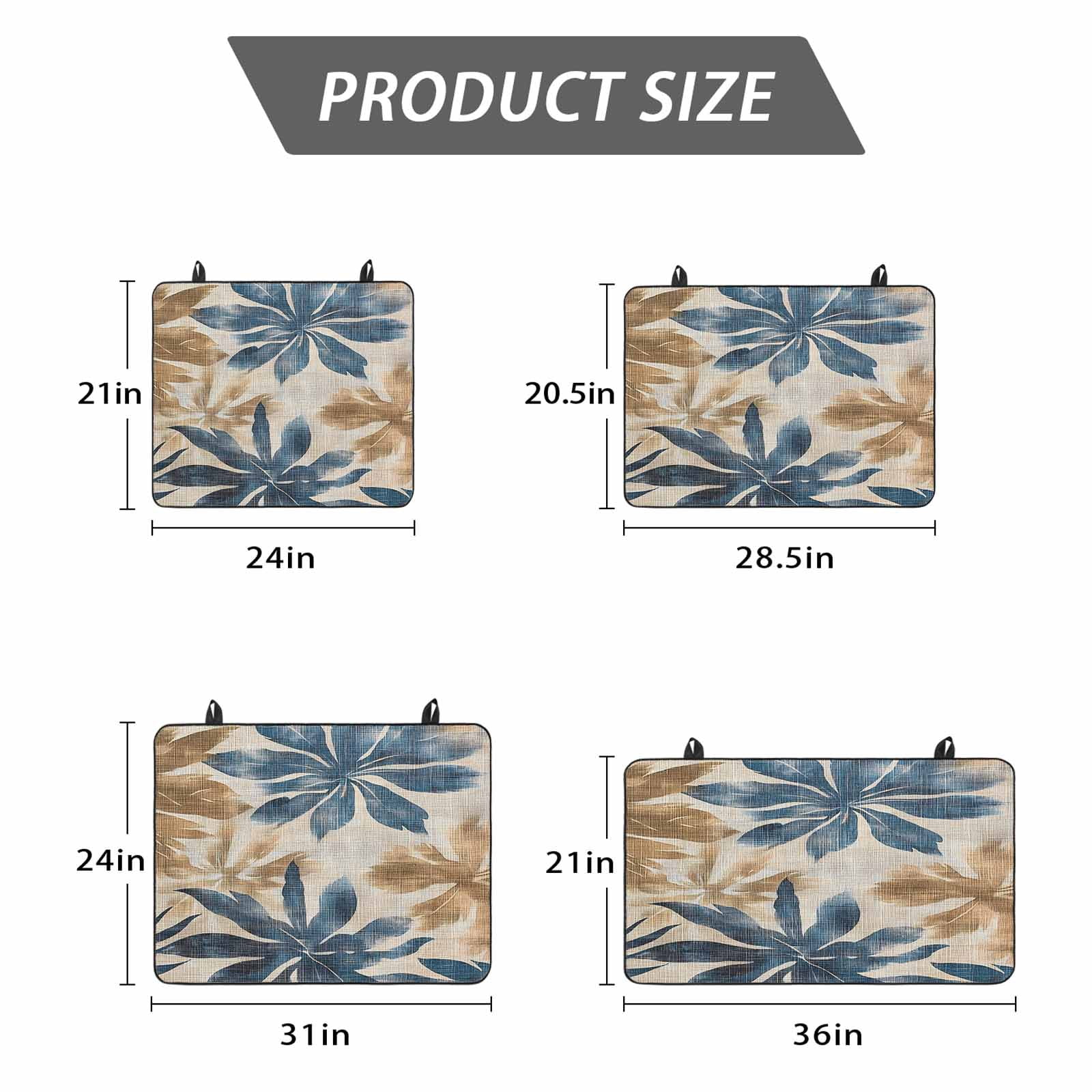 Navy Blue Brown Stove Top Cover for Electric Stove, Heat-proof & Non Slip Glass Top Stove Cover Protector, Tropical Botanical Palm Leaves Vintage Kitchen Flat Cooktop Rubber Mat 24x21 Inches