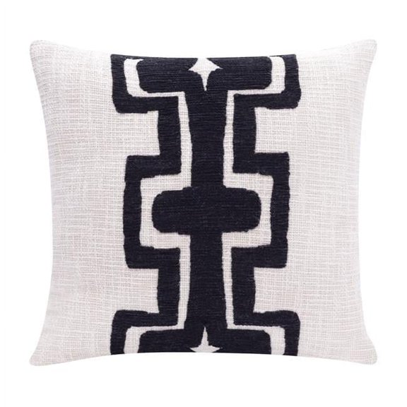 24 x 24 in. Geometric Zippered Cotton Throw Pillow, Black