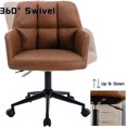 thumbnail image 5 of Modern PU Leather Office Desk Chair with Armrest, Height Adjustable Wide Seat Computer Task Chair for Home Office, Mid Back Accent Chair, Brown, 5 of 12