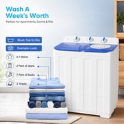 TABU 16.5lbs Portable Washing Machine, Electric Twin Tub Wash&Spin Combo,Semi-Automatic Washer,White&Blue