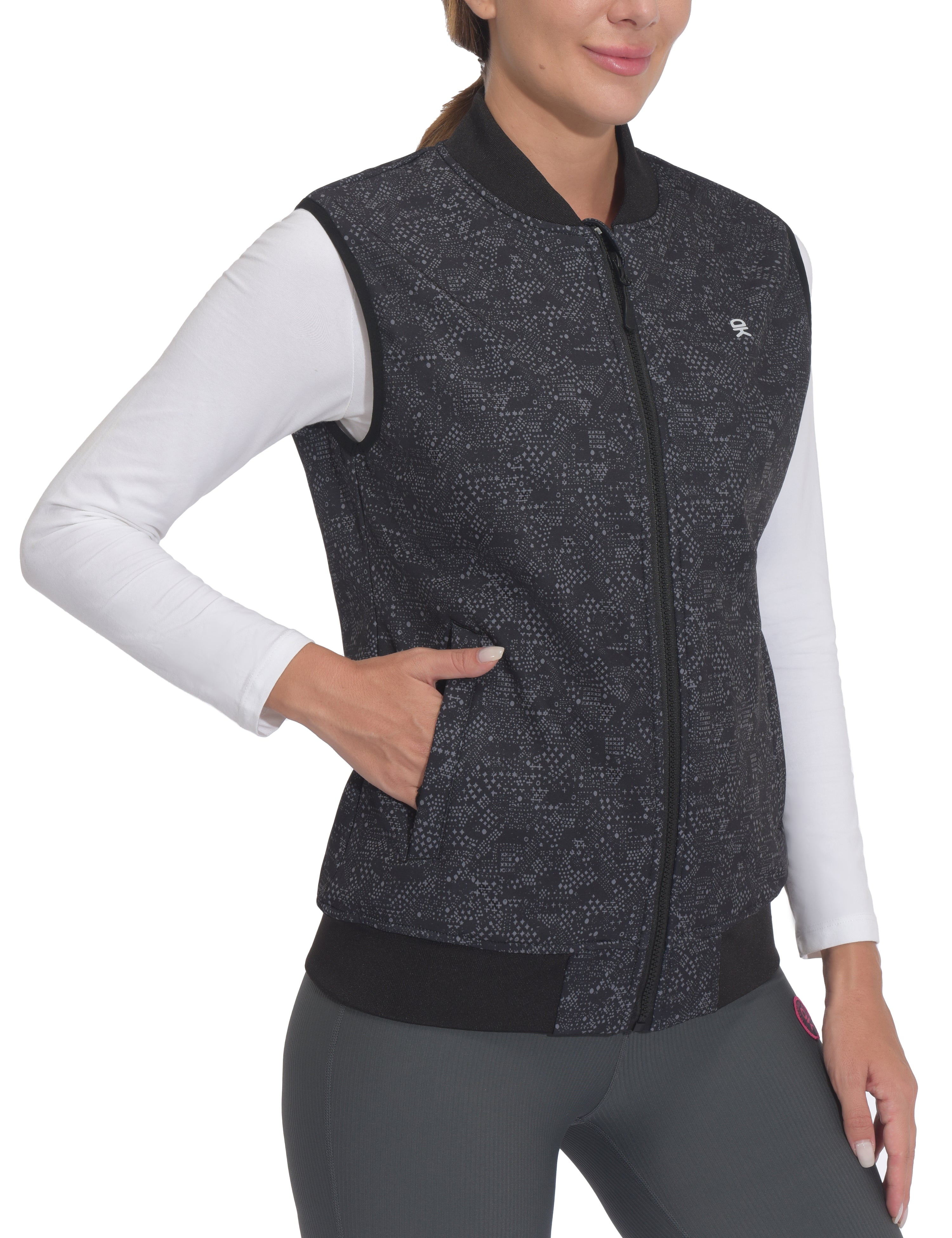 Little Donkey Andy Lightweight Fleece Lined Golf Hiking Vest for Women Waterproof Softshell Running Casual Sleeveless Jacket Black Stars M