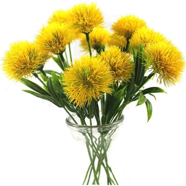 Paquete de 10 flores artificiales de diente de león, ramo de plantas, flores de plástico para decoración del hogar, decoración de boda