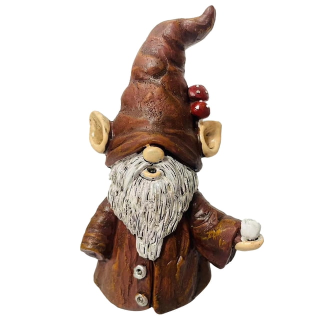1Set Decorative Censer Gnome Shape Light Brown Resin For Home And Office Decor Tea Time