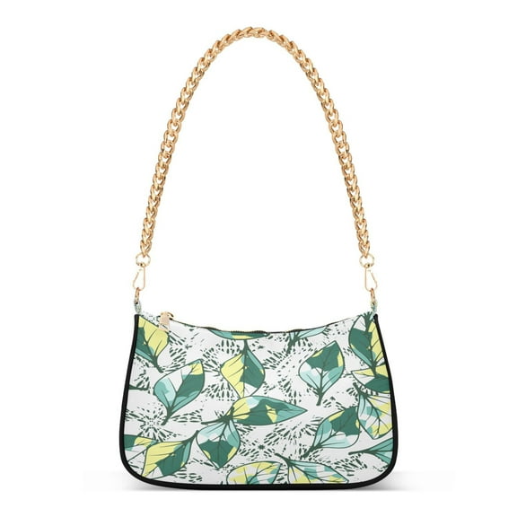 Ryvnso Leaves with Splashes Womens Chain Shoulder Bag Tote Handbags Clutch Hobo Purse with Zipper for Travel