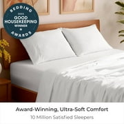 Mellanni 4-Piece Iconic King Bedsheet Set - Microfiber, 16 Deep Pocket, Cooling, Wrinkle, Fade, Stain Resistant, White
