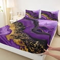 thumbnail image 3 of jejeloiu Marble Glitter Queen 4-Piece Luxury Fluid Abstract Sheet Set, 3 of 7