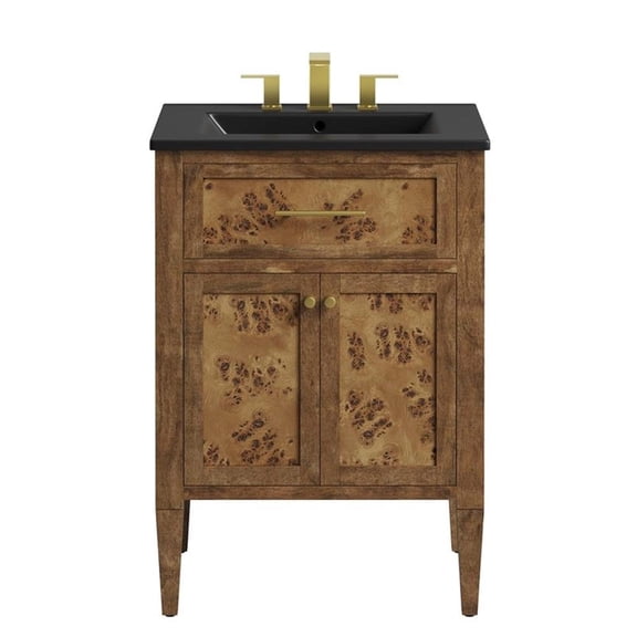 Modway Elysian 24" Modern Wood Bathroom Vanity in Black and Brown
