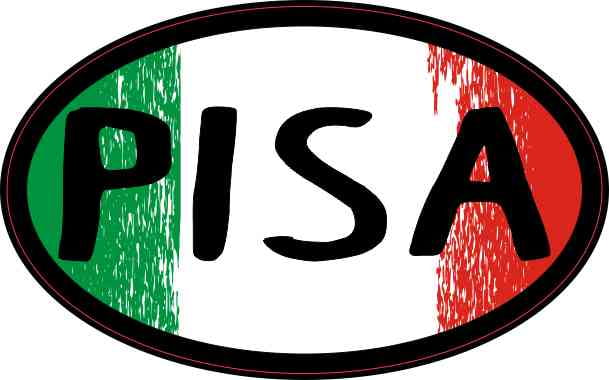 4in x 2.5in Oval Italian Flag Pisa Sticker by StickerTalk®