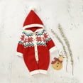 thumbnail image 6 of Generic Breathable Sweaters for Children's Boy Girl Christmas Snow Knitted Sweater Baby Hooded Jumpsuit Romper Cotton Outfits Clothes for Autumn Winter Comfortable Tops (3-6 Months,Red), 6 of 9