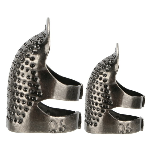 Dedal de metal retro para costura, protector de dedos ajustable, herramientas de acolchado para bordado y costura, color gris