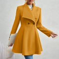 thumbnail image 4 of HAPIMO Long Trench Coat for Women Casual Comfy Long Sleeve Lapel Jacket Solid Double Breasted Outerwear Fall Winter Stylish Overcoat Coffee S, 4 of 9