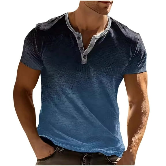 Maean Mens Casual Shirts V Neck Buttons Short Sleeve T Shirt 2025 Loose Regular Summer Plain Tee