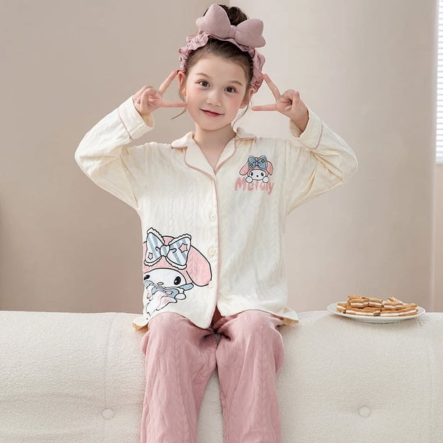 Pijamas para niños Mujer Manga Larga Algodón Puro Niñas Primavera y Otoño Princesa Madre e Hija Conjunto de Ropa para el hogar para bebés Otoño y Verano Niños medianos y Mayores