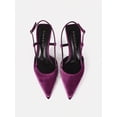 thumbnail image 3 of On feet& in love Women's Pointed Toe Slingback Satin Heels - Purple Dress Pumps for Evening Party & Wedding - Size 5.5, 3 of 7