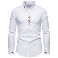 thumbnail image 2 of Tops para hombre, camisas, blusas, elegantes, informales, camisas de manga larga, moda sólida, cierre de botones, camisa de solapa bordada Odeerbi ODB-5, 2 of 9
