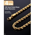 thumbnail image 4 of Gold Rope Chain for Men 2.5mm 3mm 4mm 18K Gold Plated Stainless Steel Rope Chain Necklace for Mens Women, 4 of 8