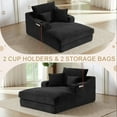 thumbnail image 3 of Aukfa 68" Oversized Chaise Lounge Chair with 2 Cup Hoders&Side Pockets, 3Pillows, Corduroy, Black, 3 of 9